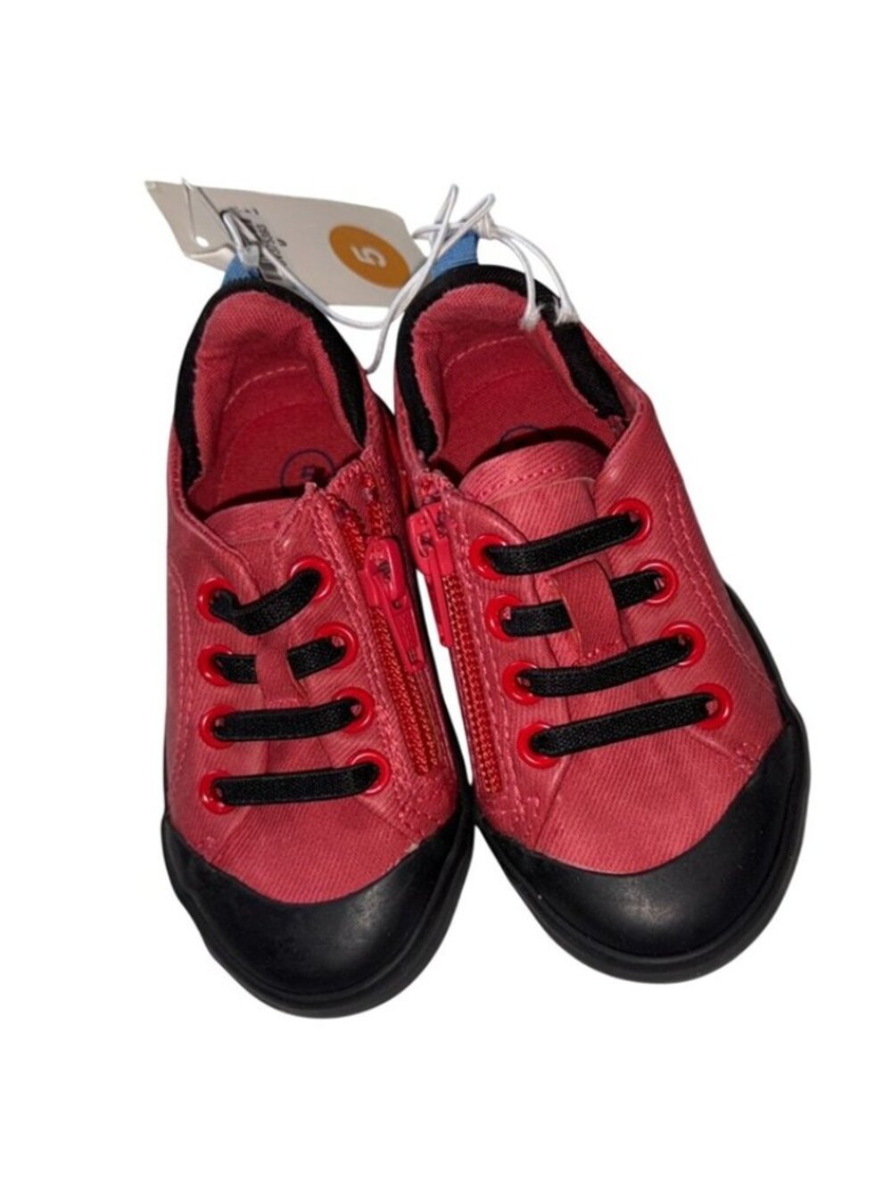 Cat & Jack infant Toddler No Tie Non skid Bottoms-Red/Black-Size 5-NWT